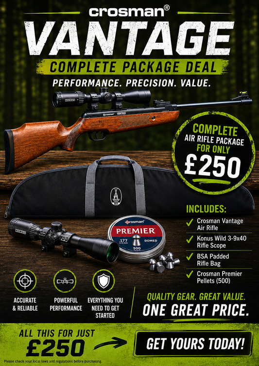 CROSMAN VANTAGE .177 PACKAGE - KONUS WILD 3-9X40 SCOPE / BAG & PELLETS