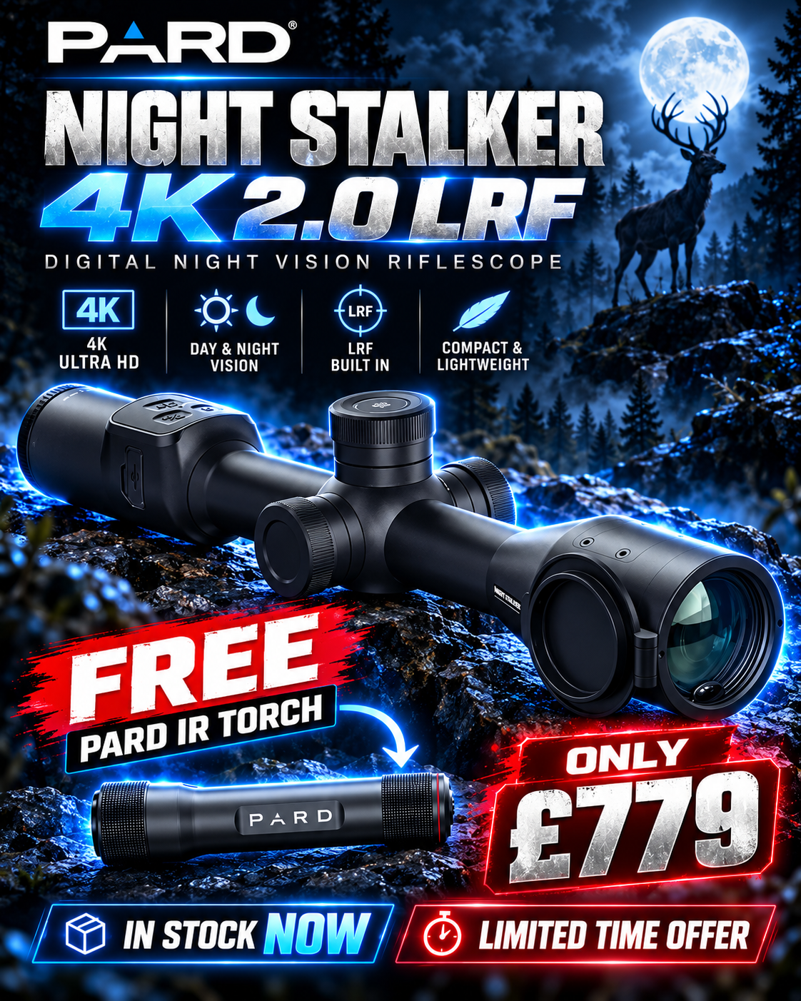 PARD NIGHT STALKER 4K 2.0 LRF NIGHT VISION SCOPE WITH FREE IR
