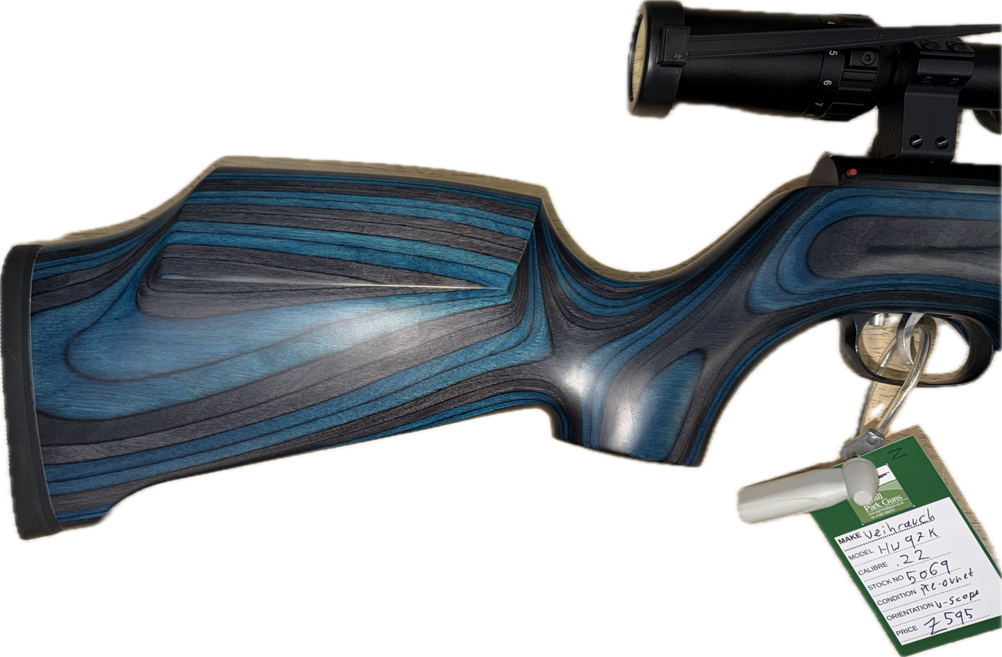 WEIHRAUCH HW97K .22 BLUE LAMINATE W/HAWKE 3-9X50 AO SCOPE - MINT CONDITION