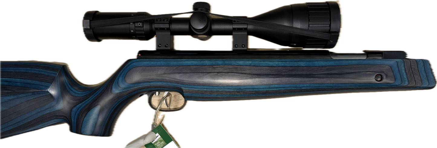 WEIHRAUCH HW97K .22 BLUE LAMINATE W/HAWKE 3-9X50 AO SCOPE - MINT CONDITION