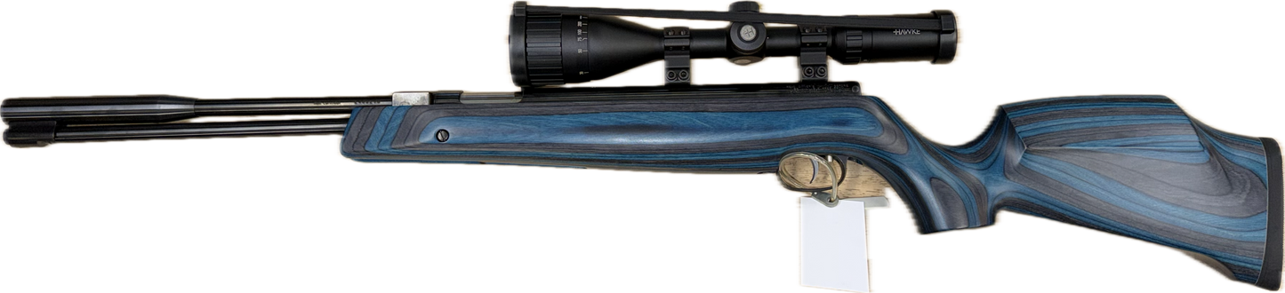 WEIHRAUCH HW97K .22 BLUE LAMINATE W/HAWKE 3-9X50 AO SCOPE - MINT CONDITION