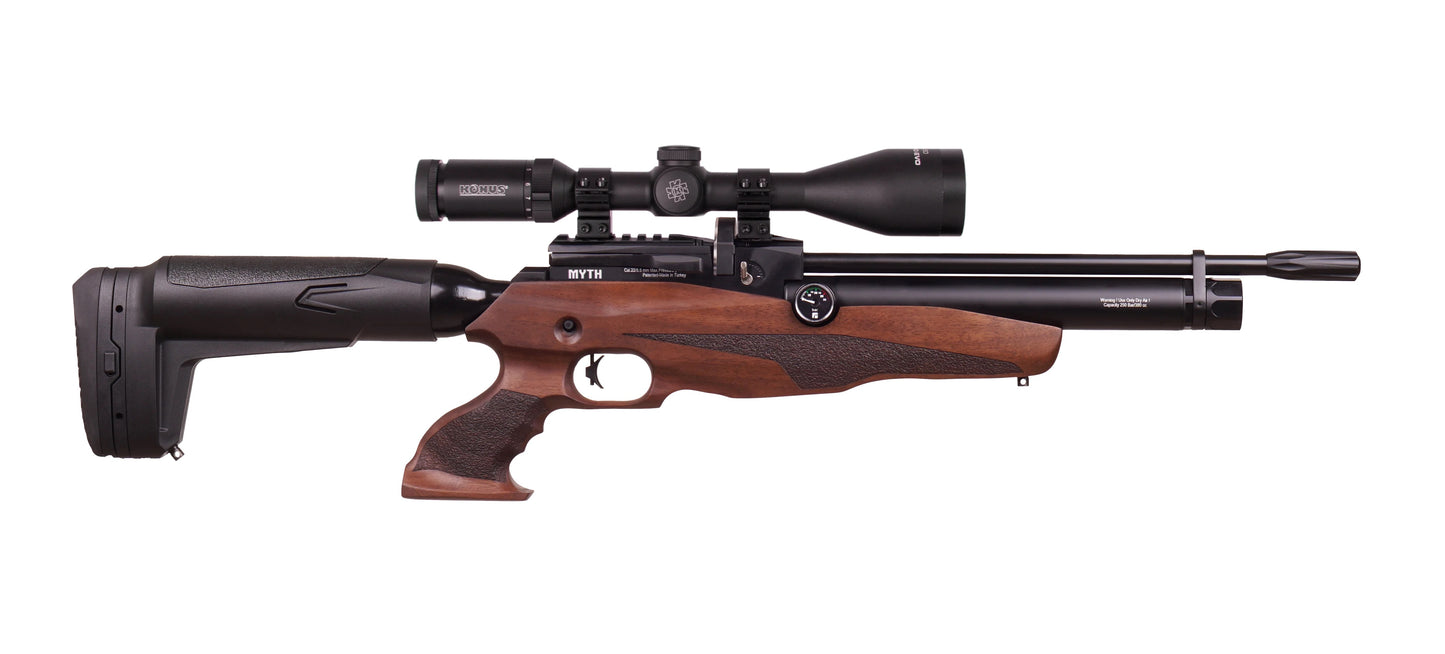 REXIMEX MYTH WALNUT .22 COMPLETE WITH KONUS WILD 4-12X40 SCOPE